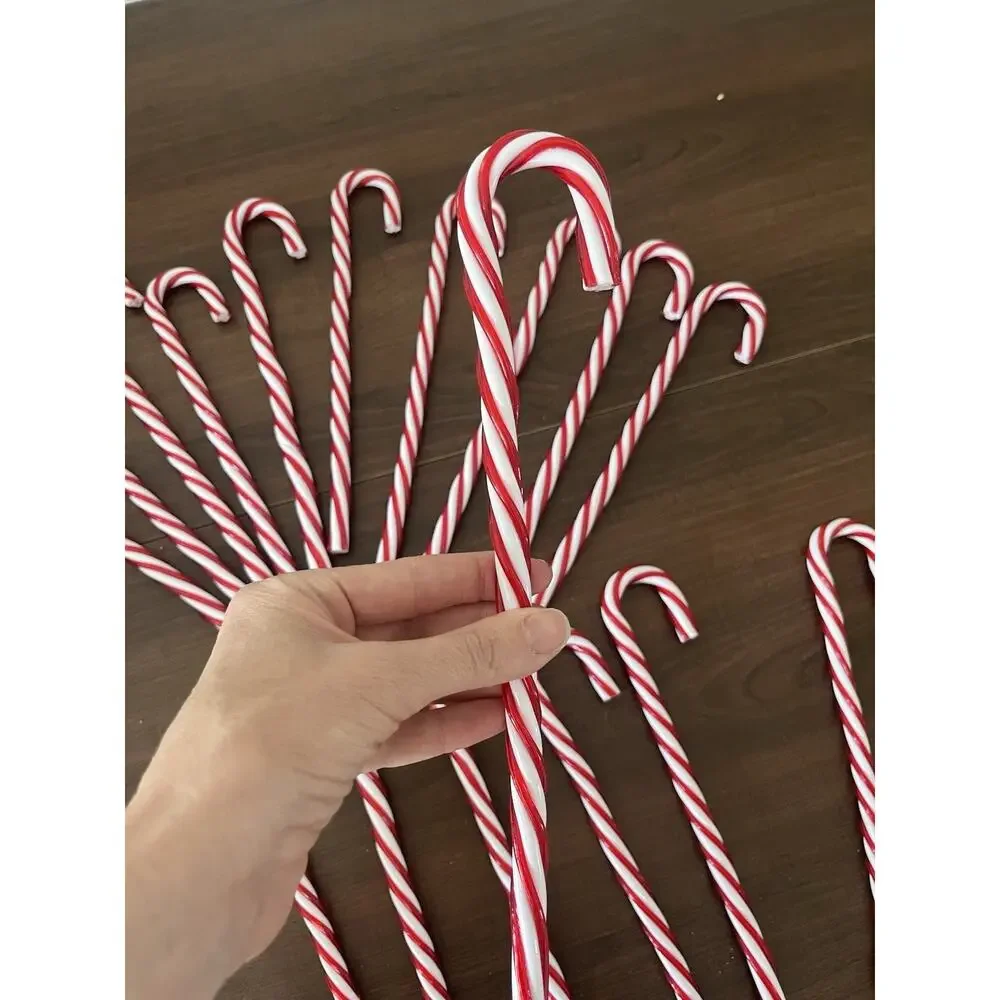 Vintage 17 Christmas Twisted Large Candy Canes Red And White Sturdy Plastic